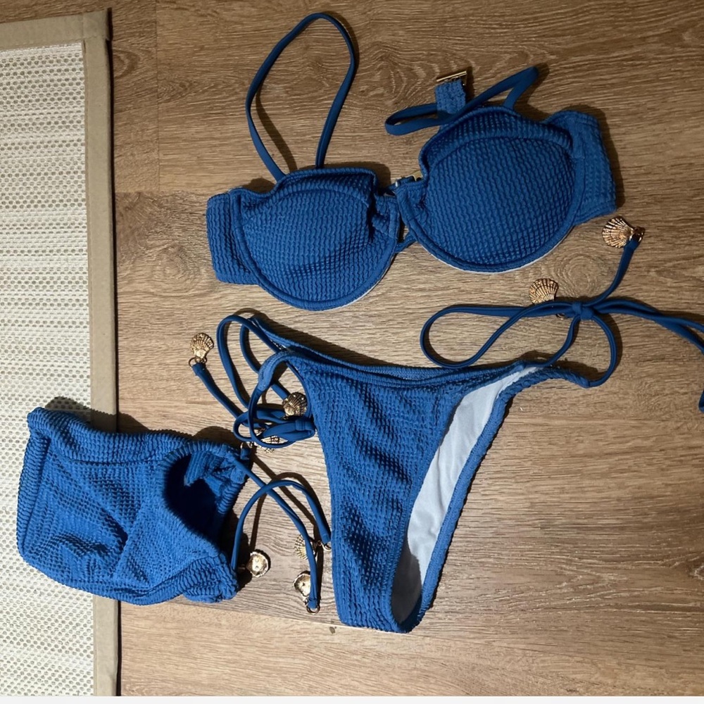 SHEIN Blue Textured Bikini Set